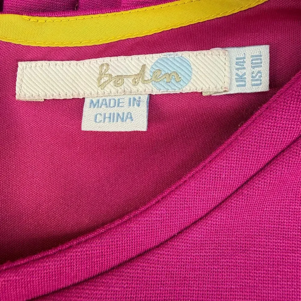 Boden Dress Women's 10 L Magenta Navy Short Sleave Sheath Dress Lined EUC - Picture 6 of 9